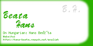 beata hans business card